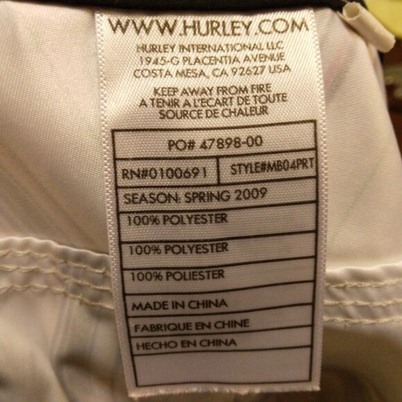 Hurley board shorts mens 31 white plaid cargo swim trunks drawstring surf - Picture 6 of 11